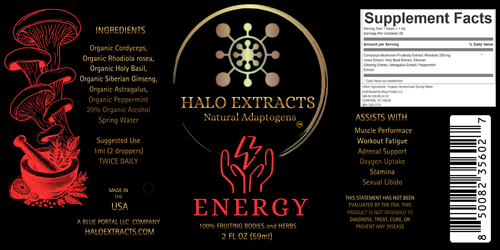 ENERGY - HALO EXTRACTS - LIQUID SUPPLEMENT - 2OZ DROPPER